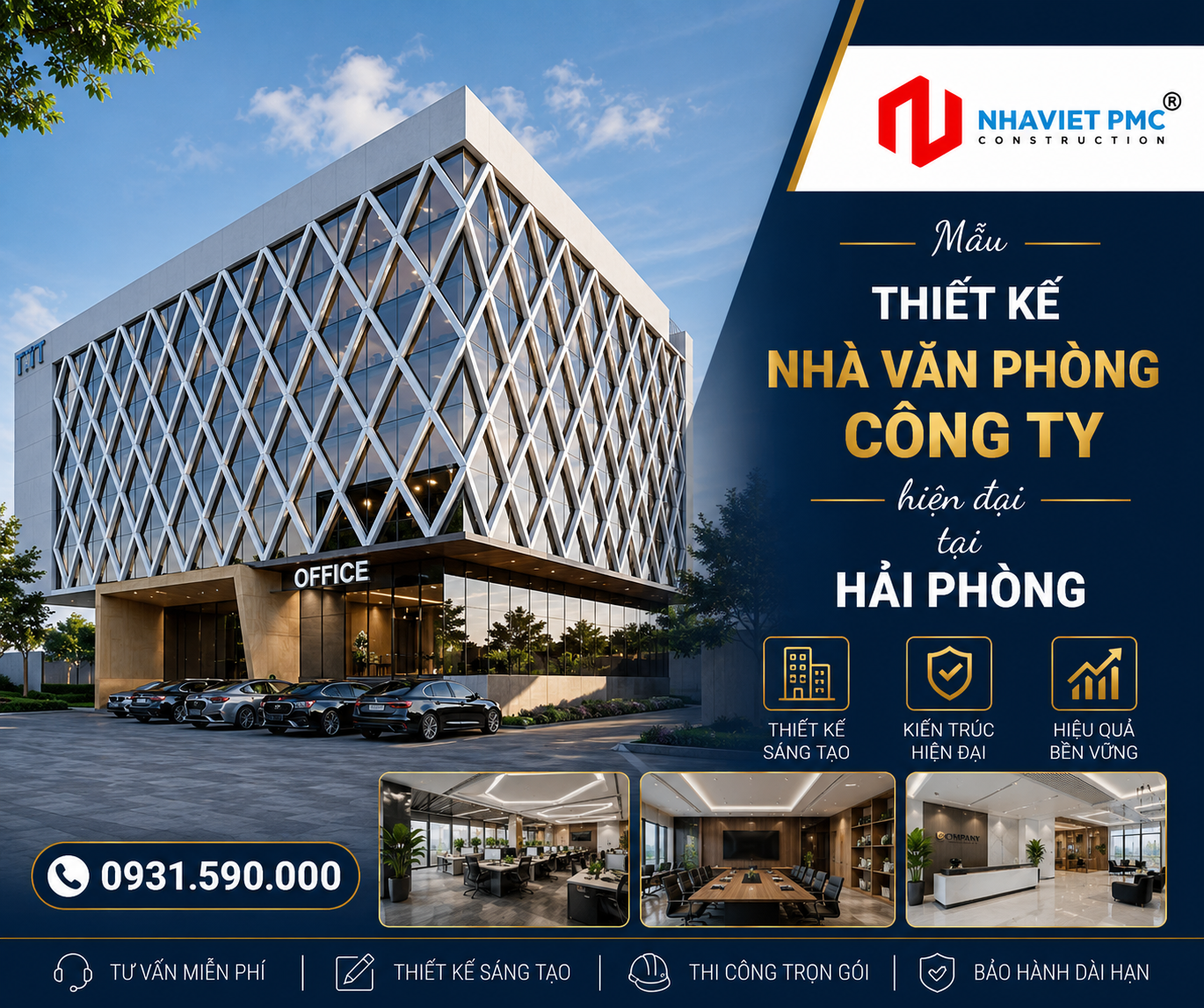 Nổi bật mẫu Thiết kế nhà văn phòng công ty hiện đại tại Hải Phòng